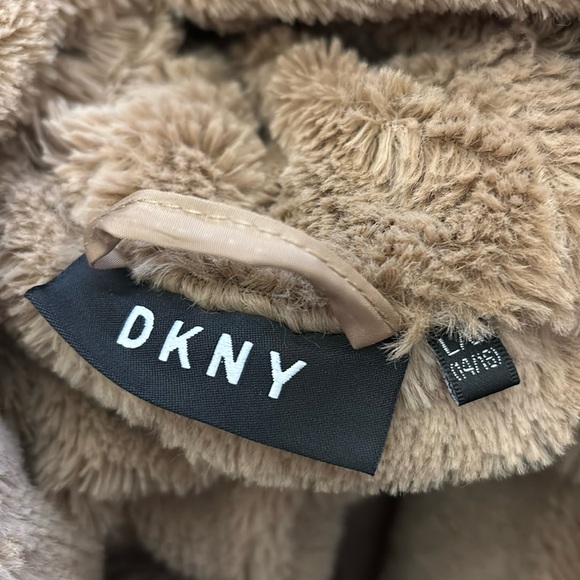 DKNY Taupe Fleece-Lined Jacket Hooded Puffer Jacket winter jacket Size - Picture 7 of 16